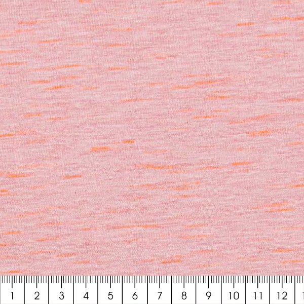 Tissu Jersey chiné Sakura Rico Design - Pêche / Orange fluo - Vendu par 10 cm - Photo n°3