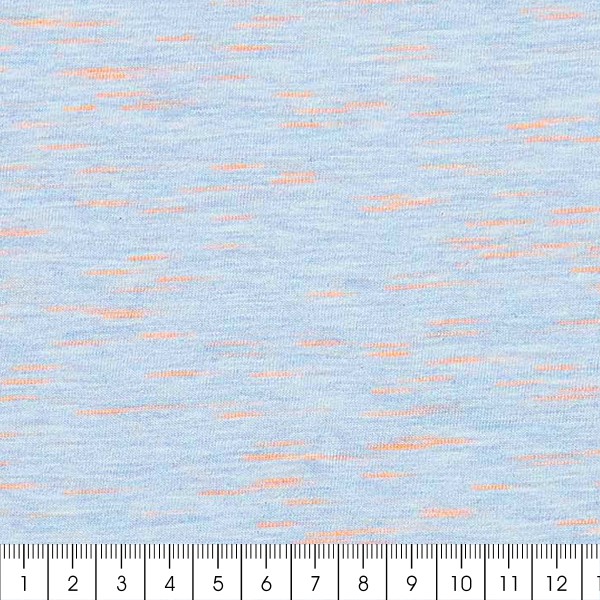 Tissu Jersey chiné Sakura Rico Design - Bleu ciel / Orange - Vendu par 10 cm - Photo n°3