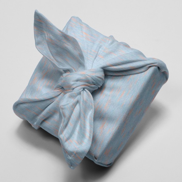 Tissu Jersey chiné Sakura Rico Design - Bleu ciel / Orange - Vendu par 10 cm - Photo n°4