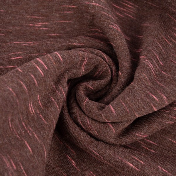 Tissu Jersey chiné Sakura Rico Design - Marron / Rose - Vendu par 10 cm - Photo n°1