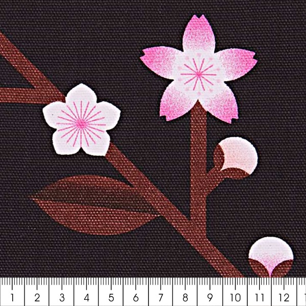 Tissu Toile coton épais Sakura Rico Design - Noir - Vendu par 10 cm - Photo n°3