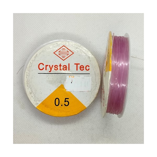 Bobine fil nylon élastique mauve clair - 10m - 0.5mm - Photo n°1