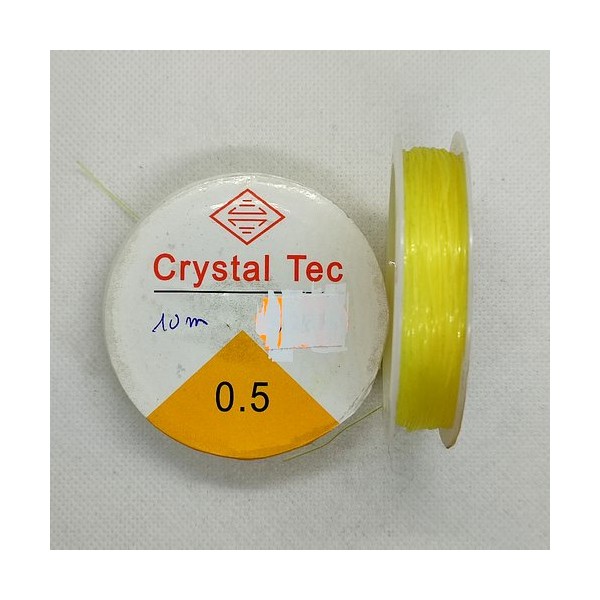 Bobine fil nylon élastique jaune clair - 10m - 0.5mm - Photo n°1