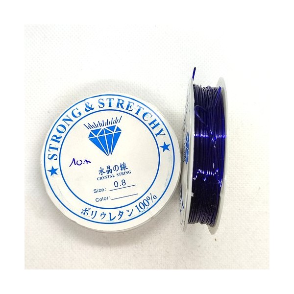 Bobine fil nylon élastique bleu nuit - 10m - 0.8mm - Photo n°1