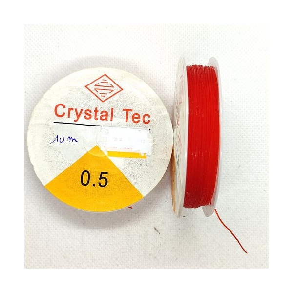 Bobine fil nylon élastique rouge clair - 10m - 0.5mm - Photo n°1