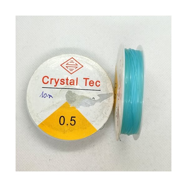 Bobine fil nylon élastique bleu clair - 10m - 0.5mm - Photo n°1