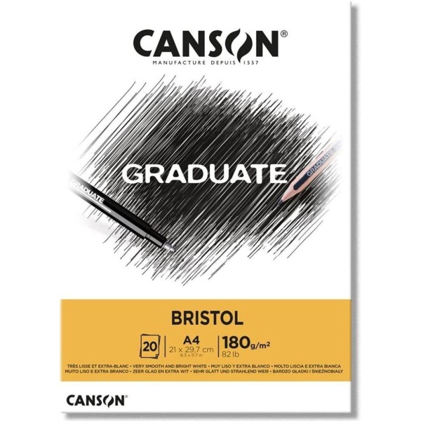 Bloc Canson Graduate - Bristol - A4 - 180 g - 20 feuilles - Photo n°1