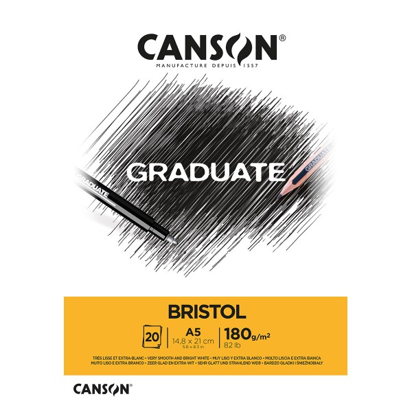 Bloc Canson Graduate - Bristol - A5 - 180 g - 20 feuilles - Photo n°1