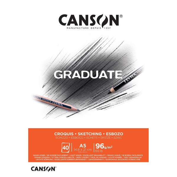 Bloc Canson Graduate - Croquis - A5 - 96 g - 40 feuilles - Photo n°1