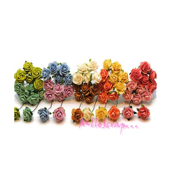 Gros lot roses papier multicolore - 50 pièces - Photo n°1