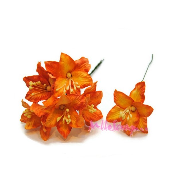 Fleurs papier lily orange - 5 pièces - Photo n°1