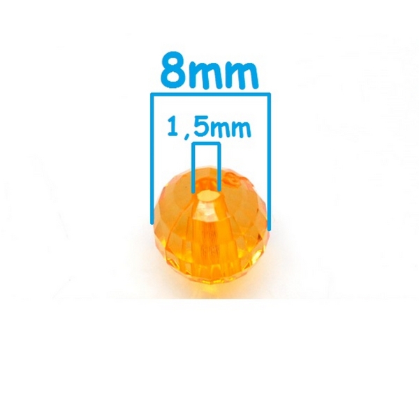 20 Perles Orange Transparent en Acrylique Facette 8mm - Photo n°2