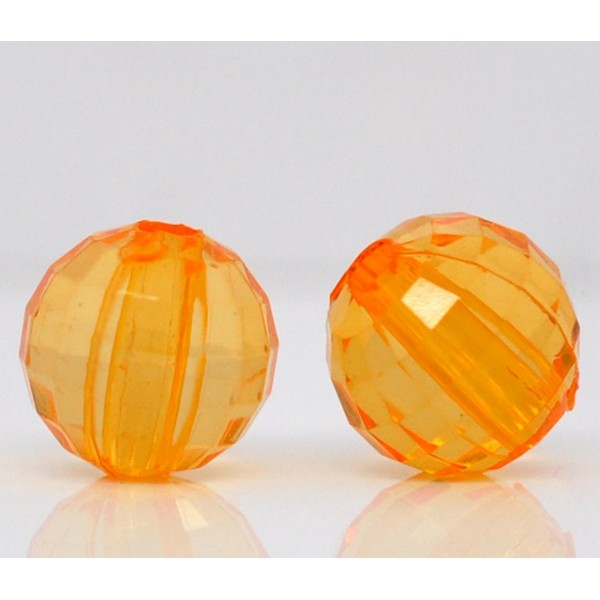 20 Perles Orange Transparent en Acrylique Facette 8mm - Photo n°1