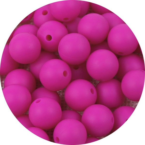 5 Perles Silicone 15mm Couleur Violet Fuchsia, Creation Attache Tetine - Photo n°1