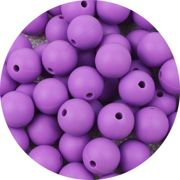 5 Perles Silicone 15mm Couleur Violet, Creation Attache Tetine - Photo n°1