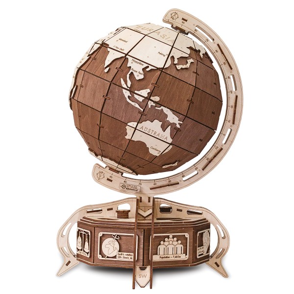 Puzzle 3D mécanique en bois - Globe - 32 x 32 x 50,5 cm - 393 pcs - Photo n°2