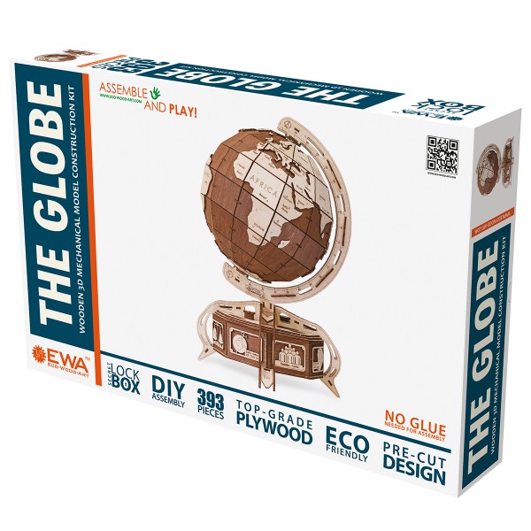 Puzzle 3D mécanique en bois - Globe - 32 x 32 x 50,5 cm - 393 pcs - Photo n°1