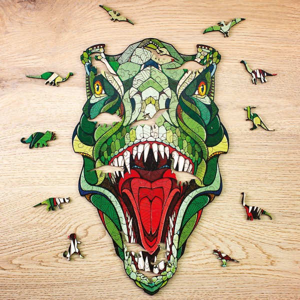 Puzzle en bois - Dinosaure T-Rex - 40 x 25 cm - 129 pcs - Photo n°2
