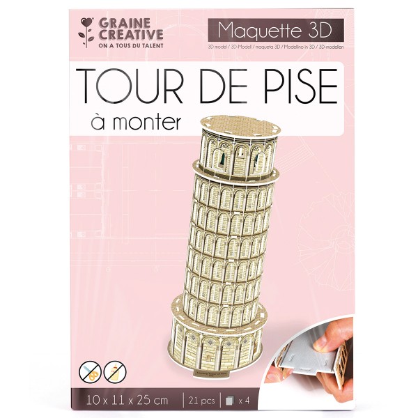 Puzzle 3D maquette - Tour de Pise - 10 x 11 x 25 cm - 21 pcs - Photo n°3