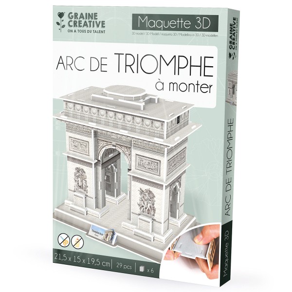 Puzzle 3D maquette - Arc de Triomphe - 22 x 16 x 20 cm - 54 pcs - Photo n°1