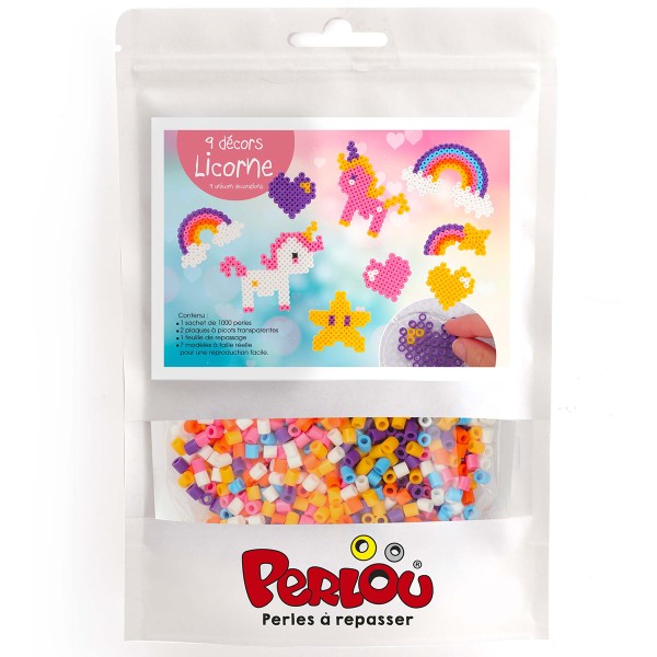 Mini kit DIY Perles à repasser Perlou - Licorne - Photo n°1