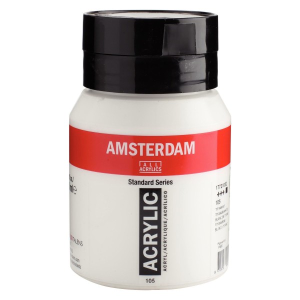 Pot peinture acrylique 500ml Amsterdam blanc de titane - Photo n°1