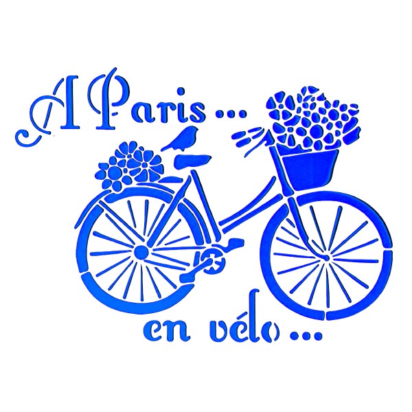 POCHOIR PLASTIQUE 30*21cm : A Paris...en vélo - Photo n°1