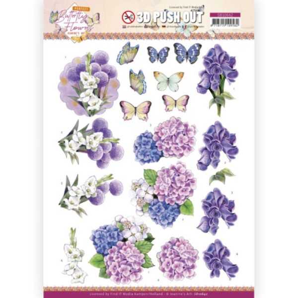 Carterie 3D prédéc. - SB10642 - Papillons fleurs parfaites - Hortensia - Photo n°1