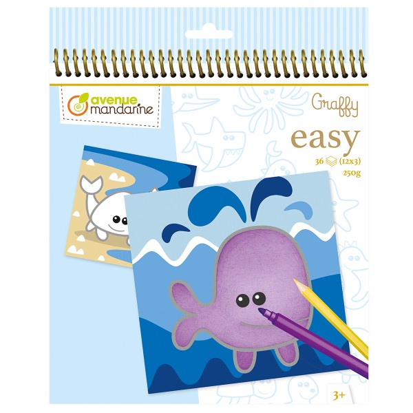 Cahier de coloriage Graffy Easy - Animaux marins - 24 pages - Photo n°1