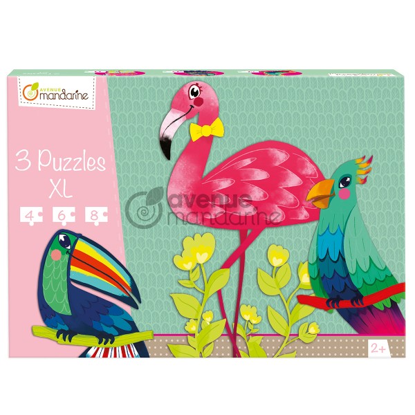 Puzzles XL - Oiseaux tropicaux - 4 à 8 pcs - 3 puzzles - Photo n°1