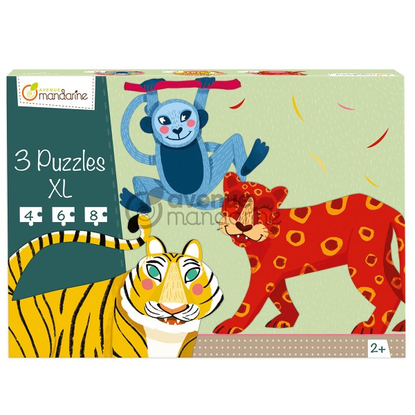 Puzzles XL - Animaux poilus de la jungle - 5 à 8 pcs - 3 puzzles - Photo n°1