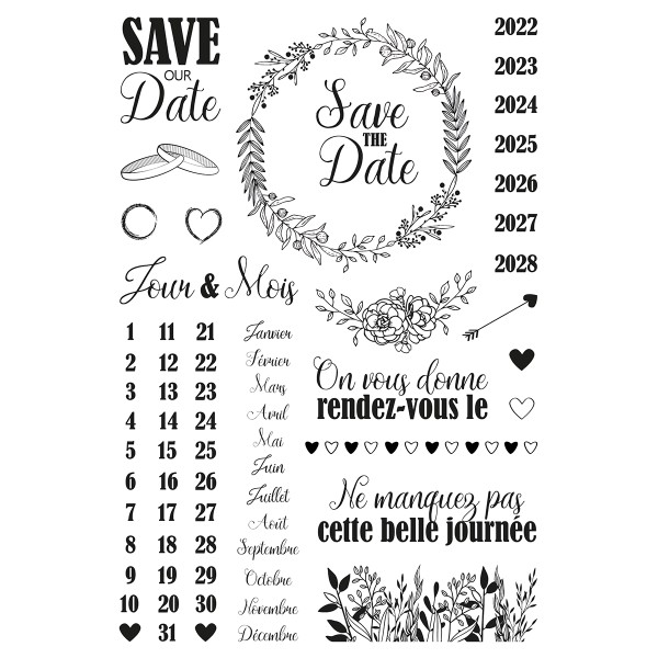 Tampons Stampo My wedding planner - Save the date - 24 pcs - Photo n°2