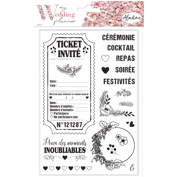 Tampons Stampo My wedding planner - Ticket réponse - 18 pcs - Photo n°1