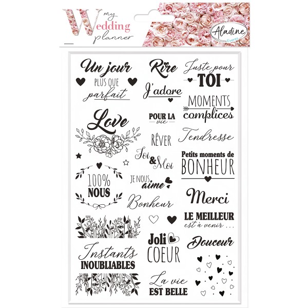 Tampons Stampo My wedding planner - Mots doux - 25 pcs - Photo n°1