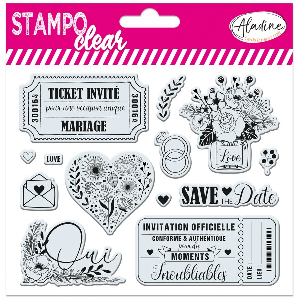 Tampons Stampo Clear - Mariage - 13 pcs - Photo n°1