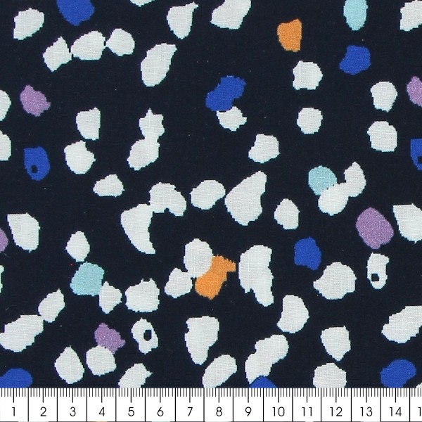 Tissu coton Frou Frou Collection Pollen - Navy - Vendu par 10 cm - Photo n°3