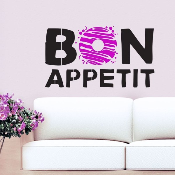 Autocollant-pochoir intérieur Bon Appétit, Artisanat, pochoir, 47 × 32 cm, Décoration Murale De La M - Photo n°2