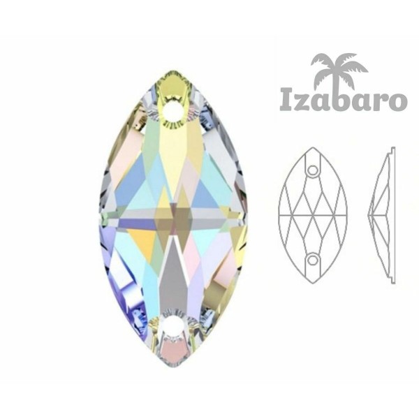 6 pièces Izabaro Cristal Cristal Ab 001ab Navette Coudre Sur Des Cristaux De Verre En Pierre à Dos P - Photo n°2