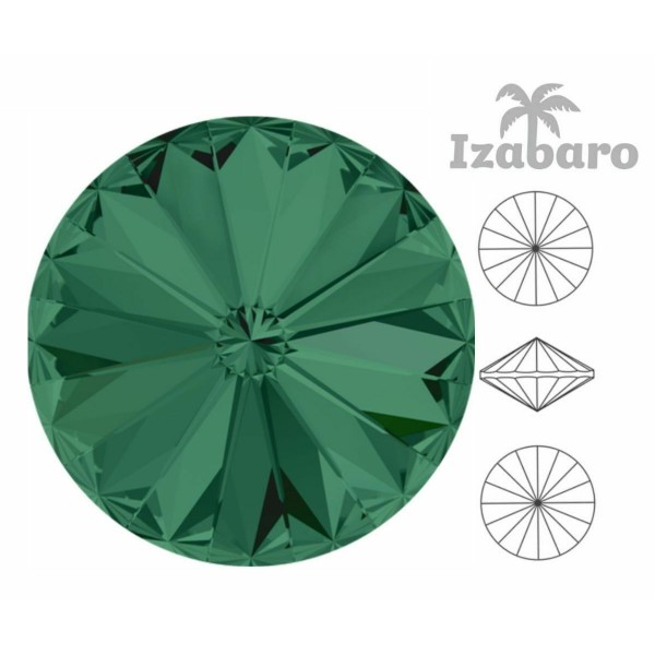 6 pièces Izabaro Cristal Vert Émeraude 205 Cristaux De Verre Rivoli Ronds 1122 Izabaro Pierre Chaton - Photo n°2