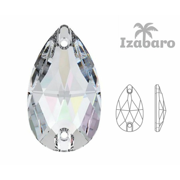 2 pièces Izabaro Cristal Cristal Ab 001ab Larme Coudre Sur Des Cristaux De Verre En Pierre à Dos Pla - Photo n°2