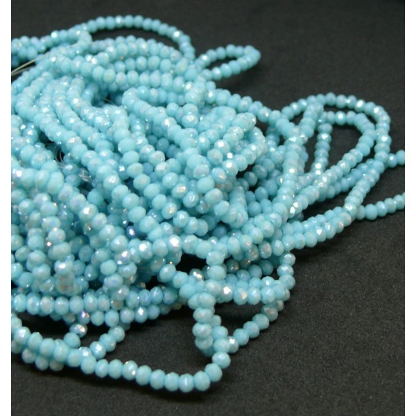 HR11048 Lot 1 fil d'environ190 perles Rondelles à facettes en verre 3 par 2mm Irisé coloris 43 - Photo n°1