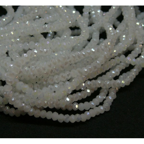 HR11048 Lot 1 fil d'environ 190 perles Rondelles à facettes en verre 3 par 2mm Irisé coloris 36 - Photo n°1