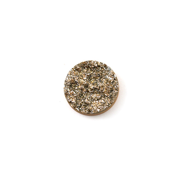 Cabochon rond plat effet pierre 15 mm doré - Photo n°1