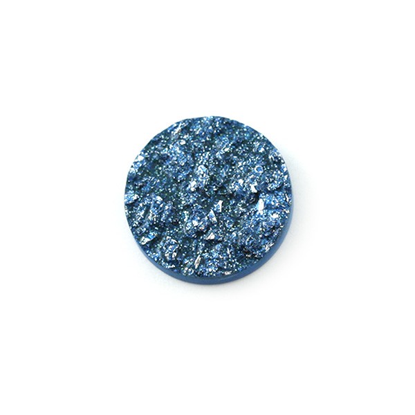 Cabochon rond plat effet pierre 15 mm bleu clair - Photo n°1
