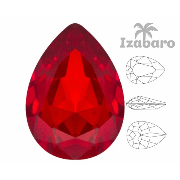 4 pièces Izabaro Cristal Lumière Siam Rouge 227 Poire Larme Fantaisie Pierre Cristaux De Verre 4320 - Photo n°2
