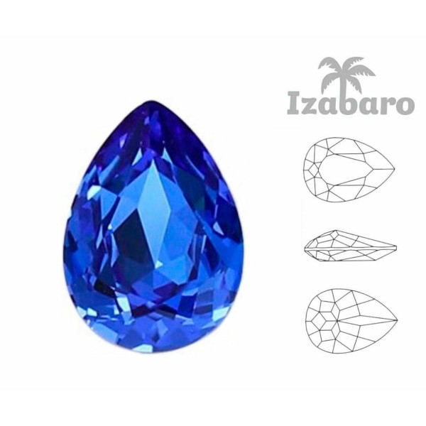 4 pièces Izabaro Cristal Saphir Bleu 206 Poire Larme Fantaisie Pierre Cristaux De Verre 4320 Izabaro - Photo n°2