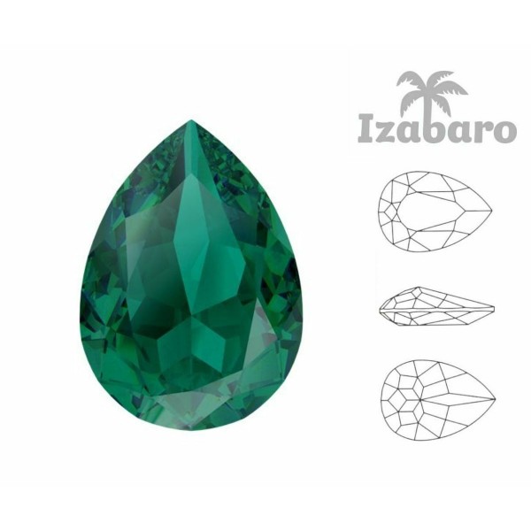 4 pièces Izabaro Cristal Vert Émeraude 205 Poire Larme Fantaisie Pierre Cristaux De Verre 4320 Izaba - Photo n°1