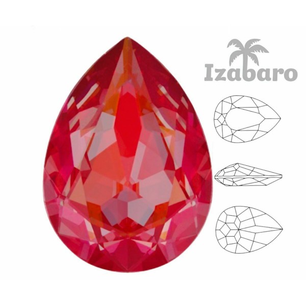 4 pièces Izabaro Cristal Lumière Siam Rouge Aurore Boreale Ab 227ab Poire Larme Fantaisie Pierre Cri - Photo n°2