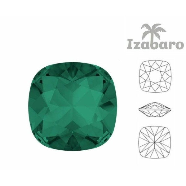 6 pièces Izabaro Cristal Vert Émeraude 205 Coussin Carré Fantaisie Pierre Cristaux De Verre 4470 Iza - Photo n°2