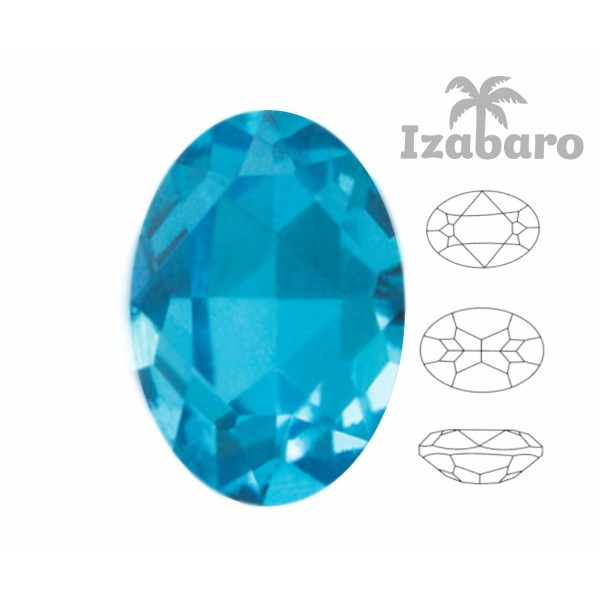 2 pièces Izabaro Cristal Aigue-Marine Bleu 202 Cristaux de Verre Fantaisie Ovale En Pierre 4120 Izab - Photo n°2